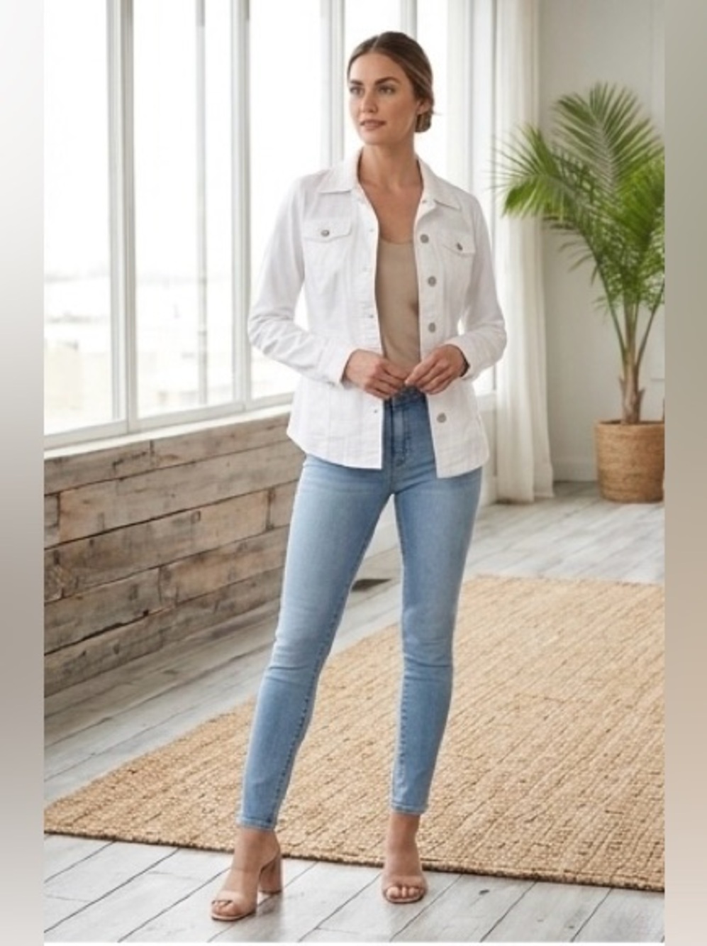 Pendleton White Tailored Stretch Jacket | Coastal Chic | Medium | EUC